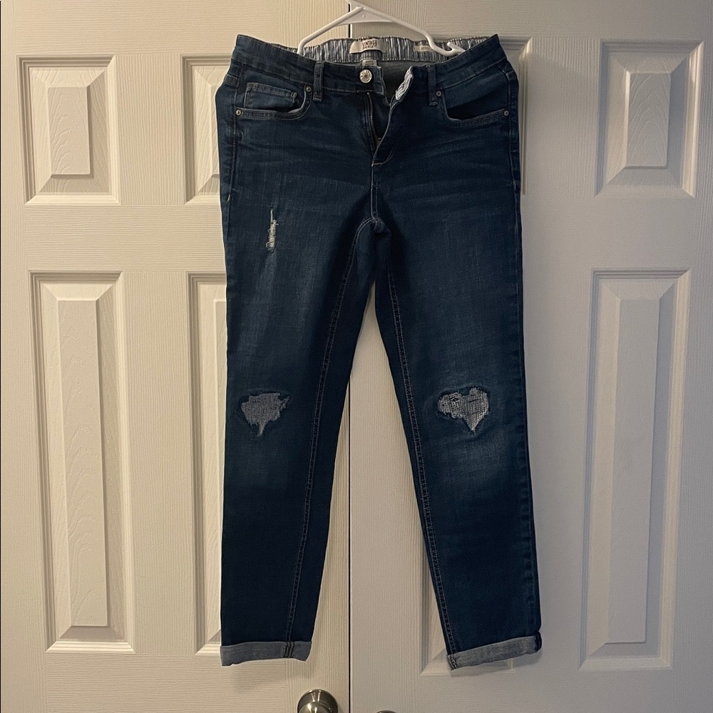 Vintage America Dark Wash Distressed Jeans